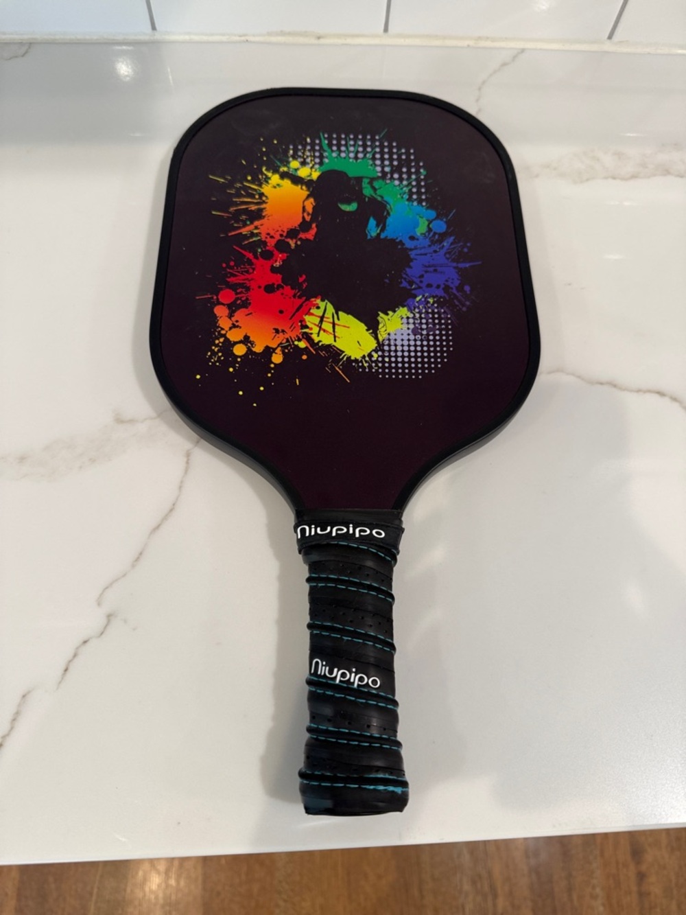Niupipo Rainbow Splash Pickleball Paddle - Black Base